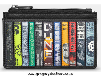 Black Sci Fi Sci-Fi Bookworm Morton Leather Card Holder by Yoshi