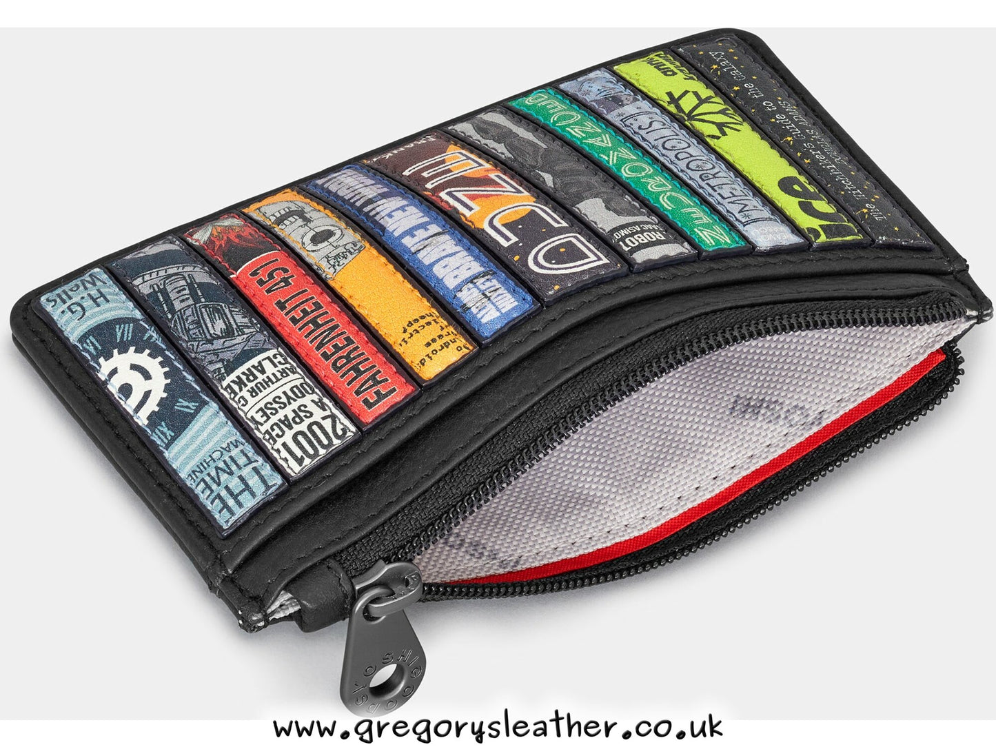 Black Sci Fi Sci-Fi Bookworm Morton Leather Card Holder by Yoshi