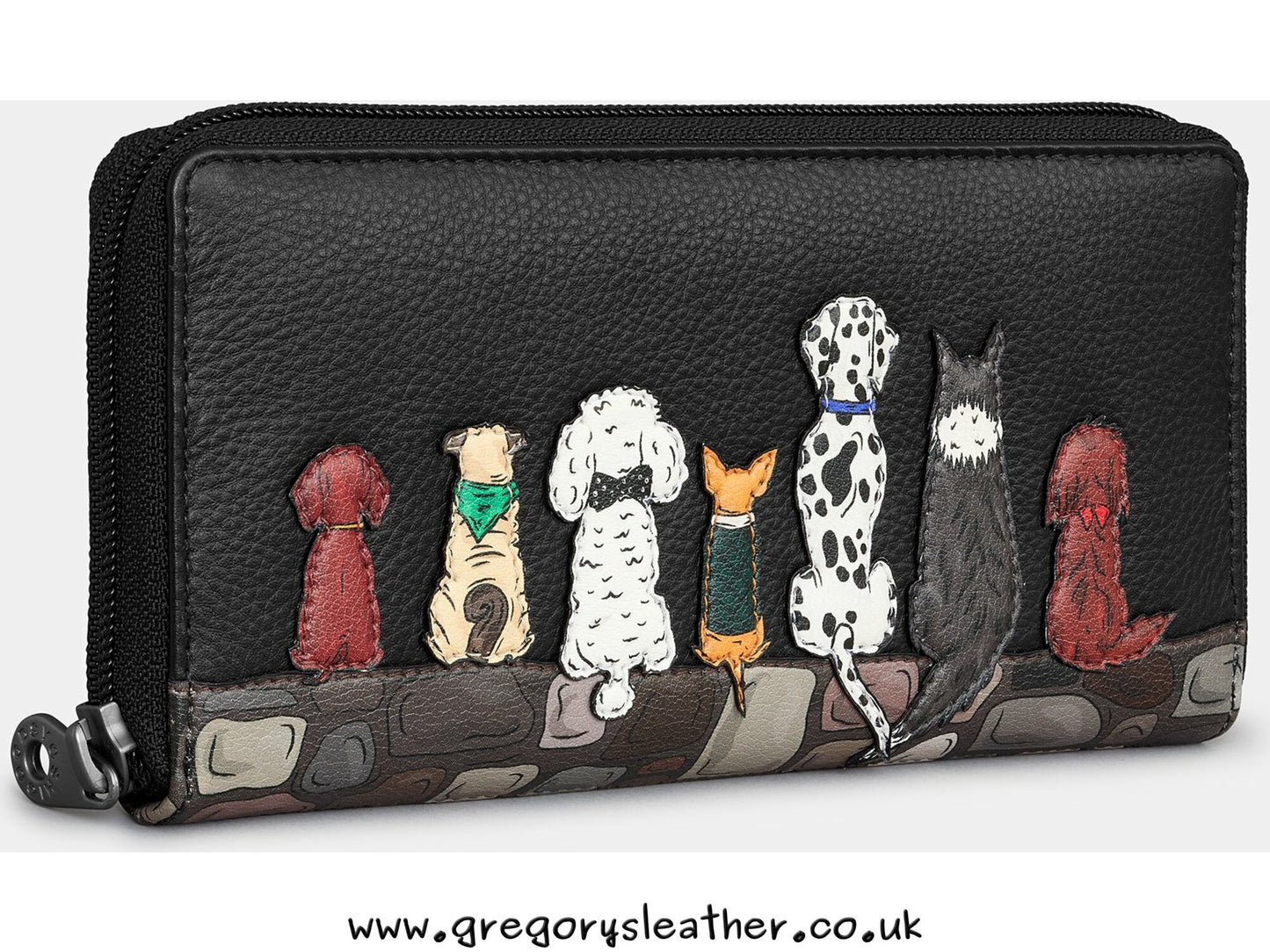 Black Bark To Bark Zip Round Leather Purse by Yoshi