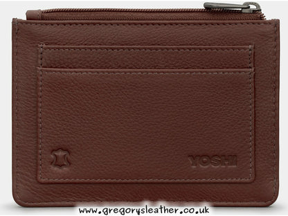 Brown Curiosity Bookshop Zip Top Leather Purse by Yoshi