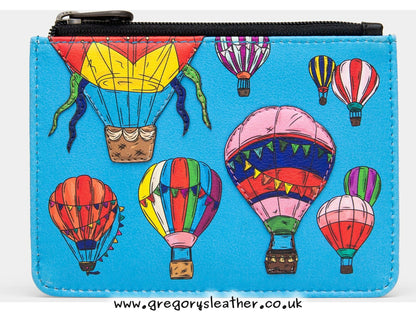 Blue Balloon Festival Zip Top Leather Purse by Yoshi