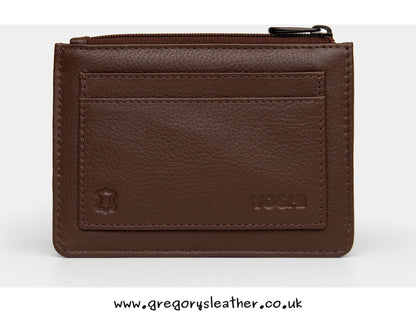 Brown Pemberley 1813 Jane Austen Zip Top Leather Purse by Yoshi