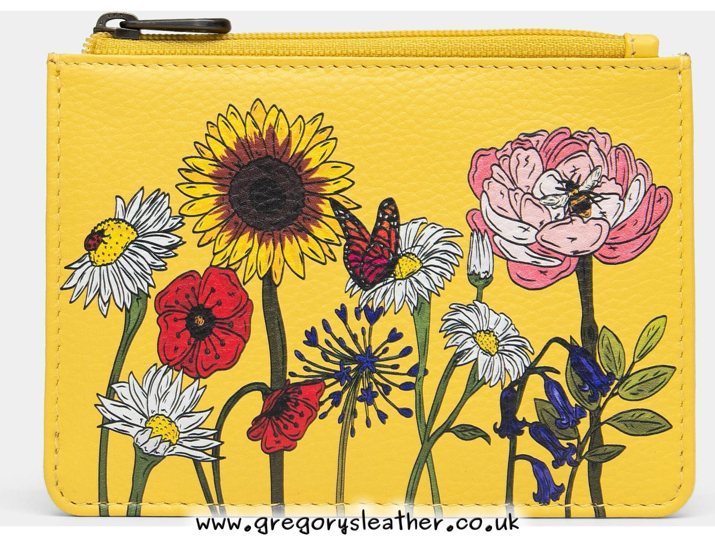 Yellow Buttercup Wildflowers Wildflowers Zip Top Leather Purse by Yoshi