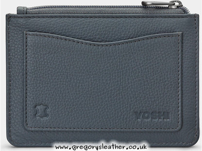 Charcoal Bronte Bookworm Zip Top Leather Purse by Yoshi