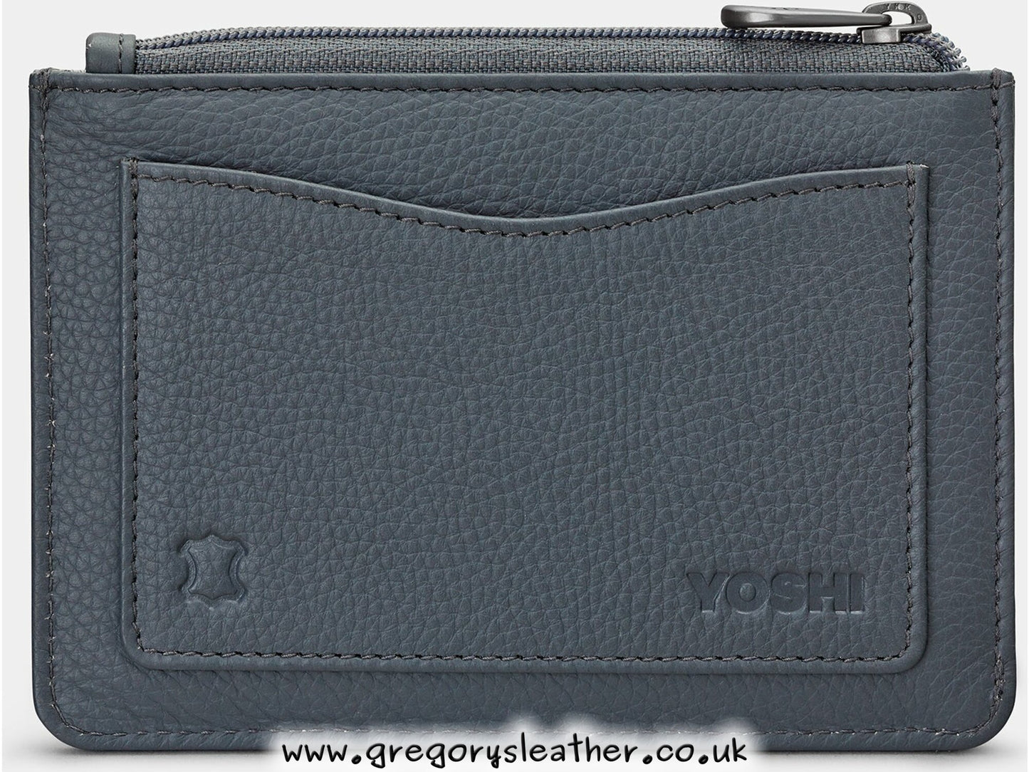Charcoal Bronte Bookworm Zip Top Leather Purse by Yoshi