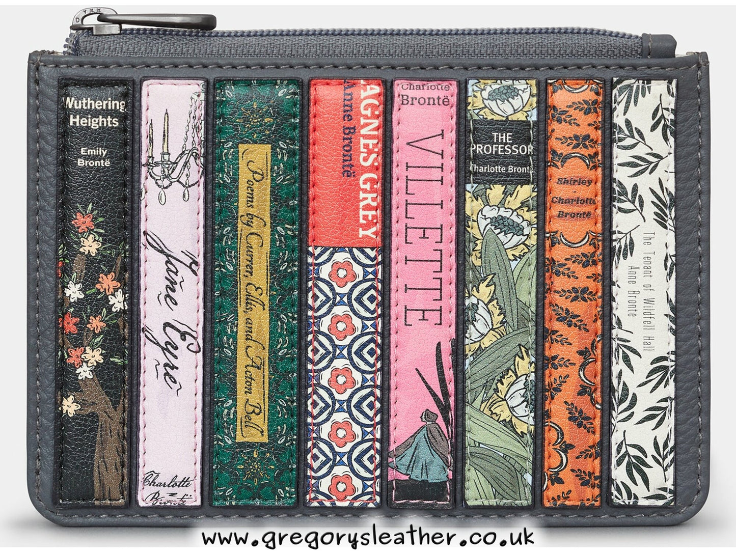 Charcoal Bronte Bookworm Zip Top Leather Purse by Yoshi