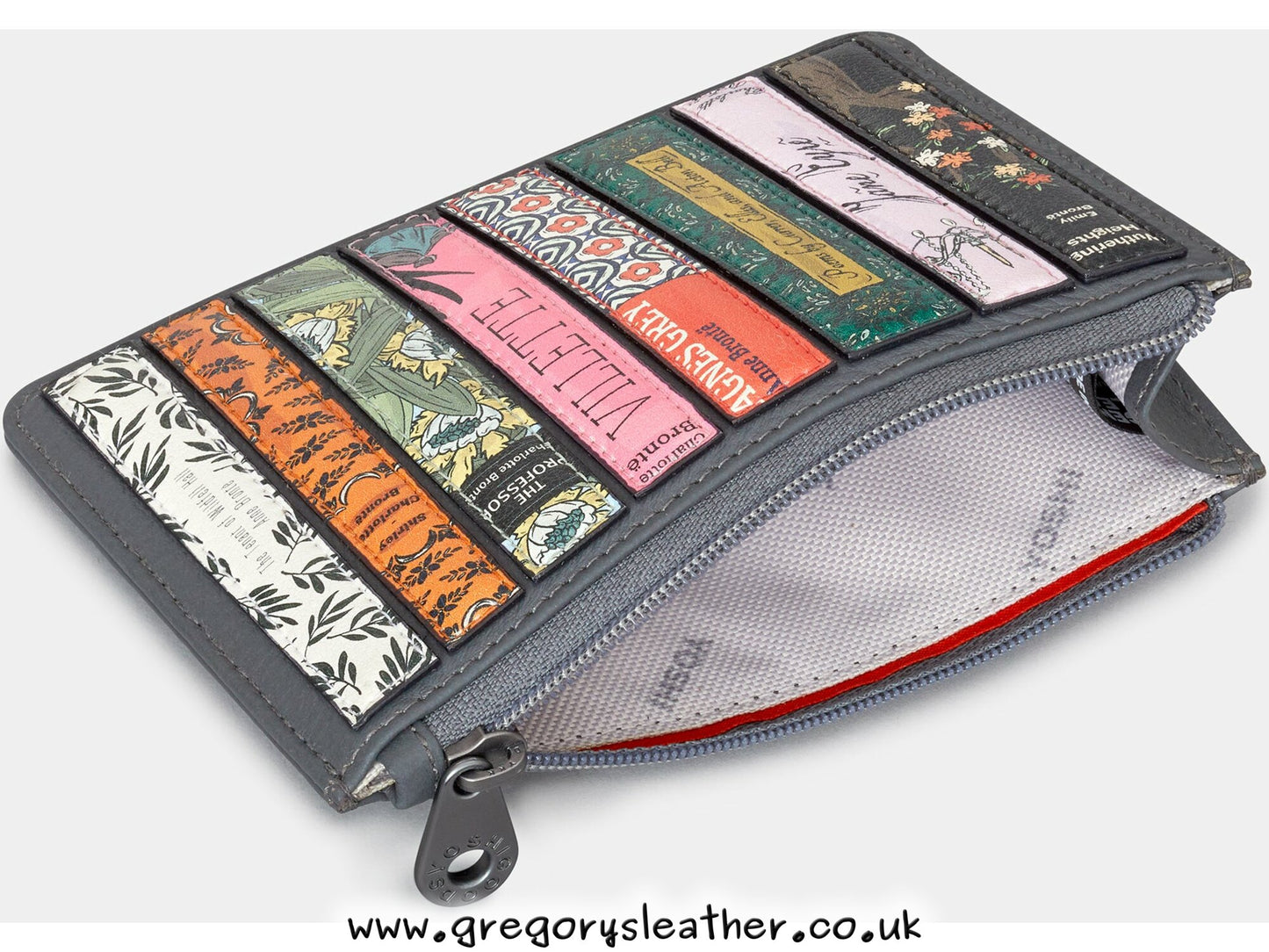 Charcoal Bronte Bookworm Zip Top Leather Purse by Yoshi
