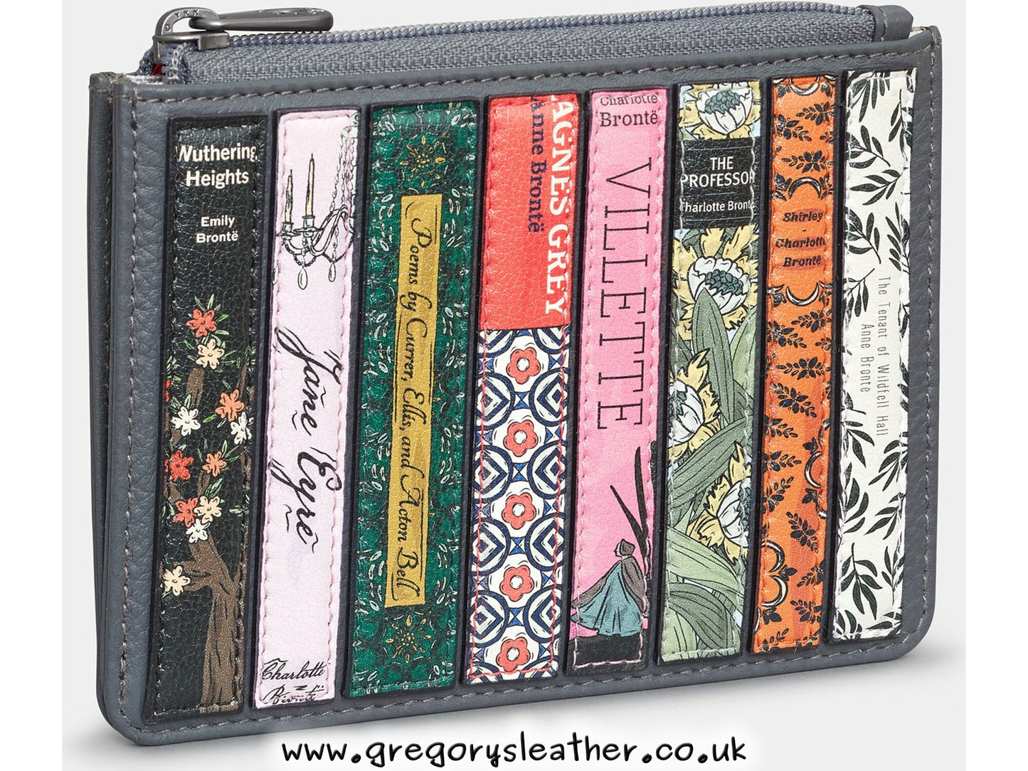 Charcoal Bronte Bookworm Zip Top Leather Purse by Yoshi