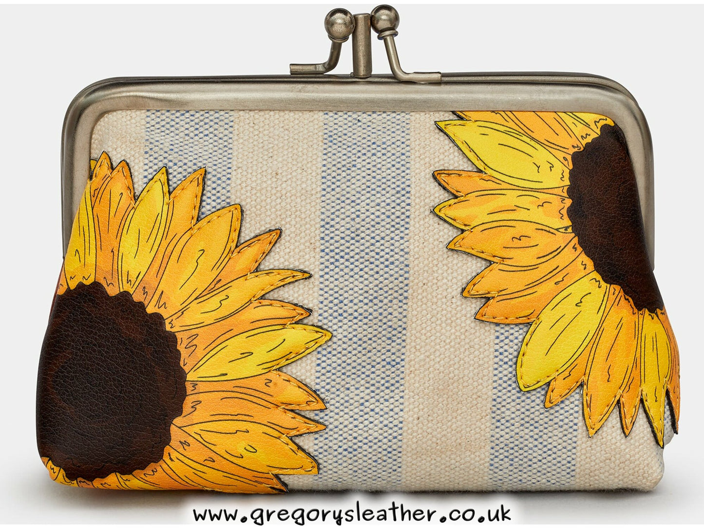 Tan Sunflower Bloom Sunlower Bloom Leather Triple Frame Purse by Yoshi