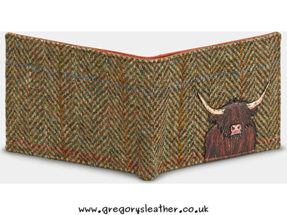 Brown + Tweed Highland Cow Tweed Leather Wallet by Yoshi