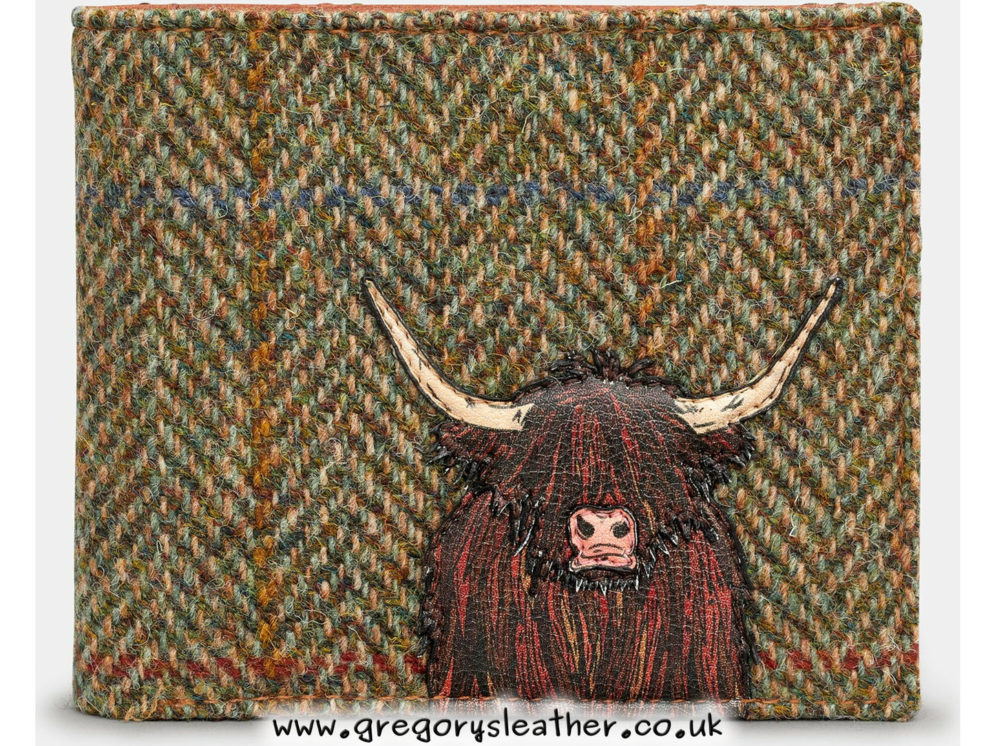 Brown + Tweed Highland Cow Tweed Leather Wallet by Yoshi