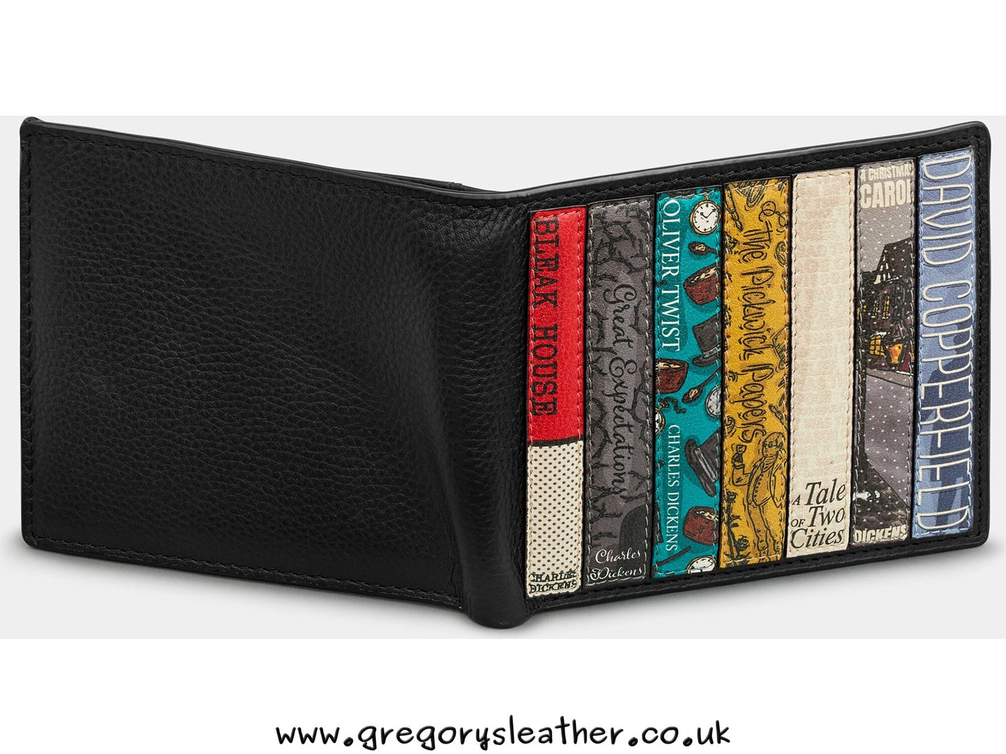 Black Charles Dickens Dickens Bookworm Leather Wallet by Yoshi
