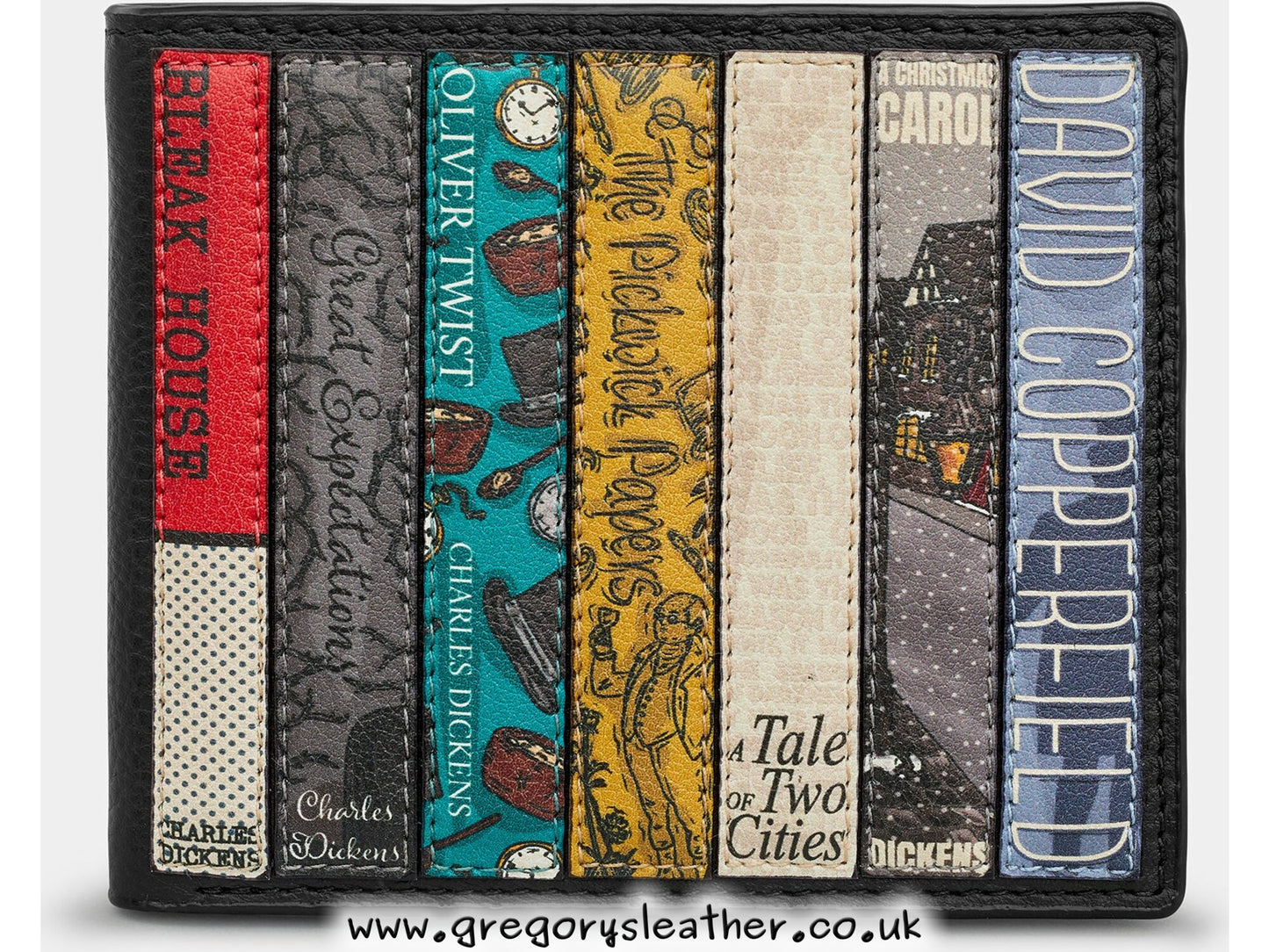 Black Charles Dickens Dickens Bookworm Leather Wallet by Yoshi