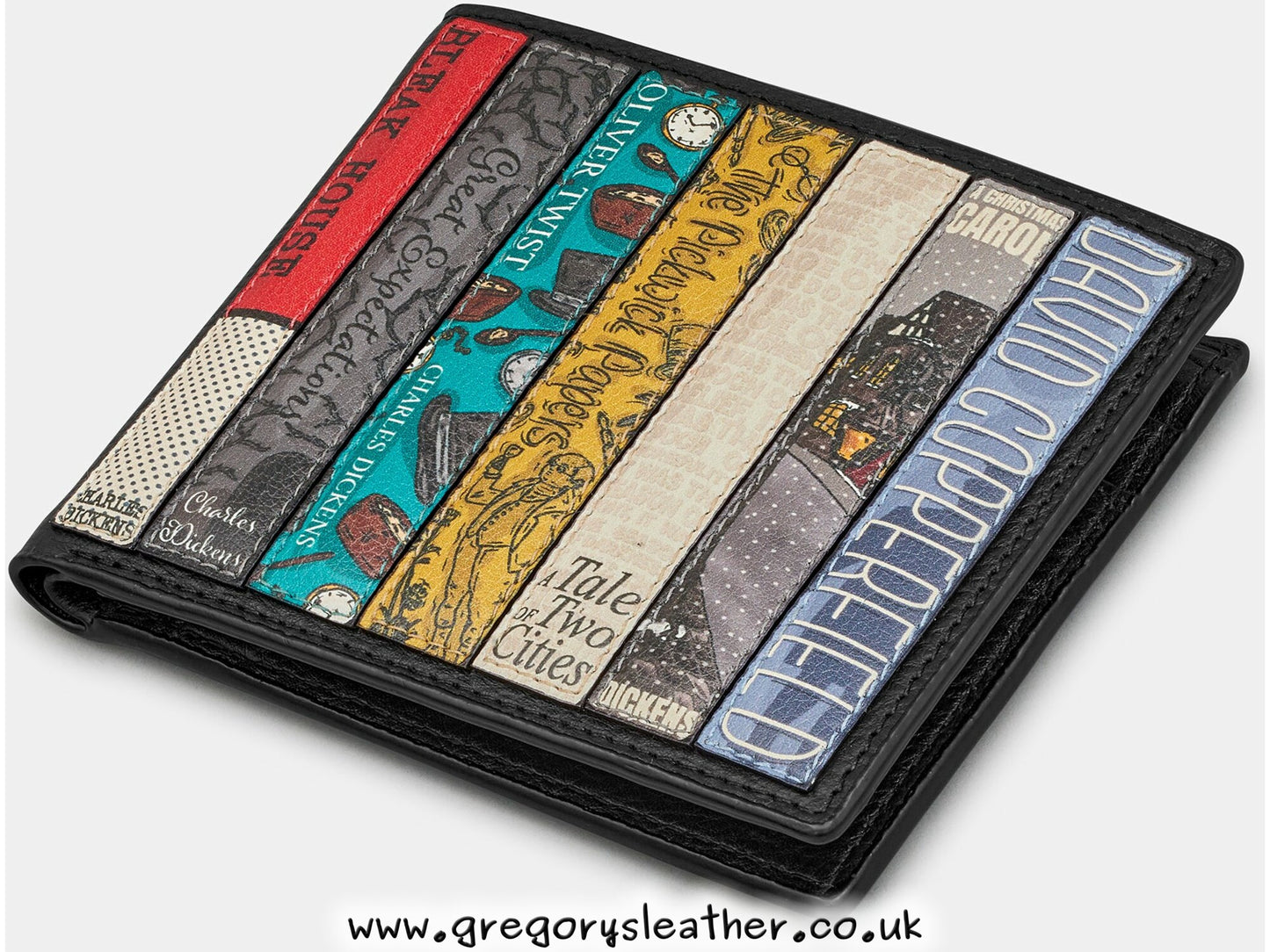 Black Charles Dickens Dickens Bookworm Leather Wallet by Yoshi