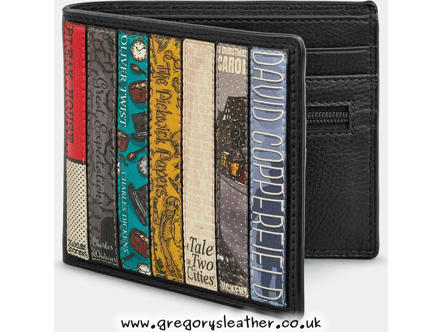Black Charles Dickens Dickens Bookworm Leather Wallet by Yoshi