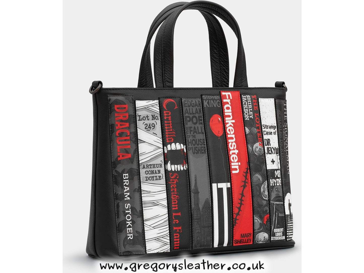 Black Bookworm Horror Horror Bookworm Library Leather Grab Bag by Yoshi