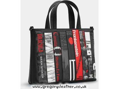 Black Bookworm Horror Horror Bookworm Library Leather Grab Bag by Yoshi