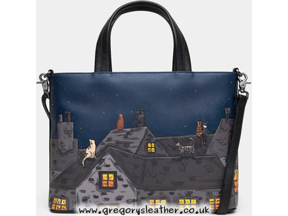 Stargazing Cats Leather Multiway Grab Bag by Yoshi
