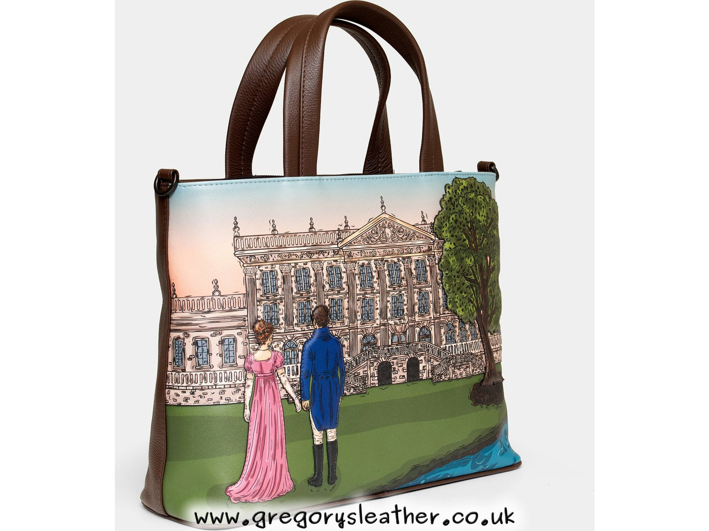 Brown Pemberley 1813 Jane Austen Leather Grab Bag by Yoshi