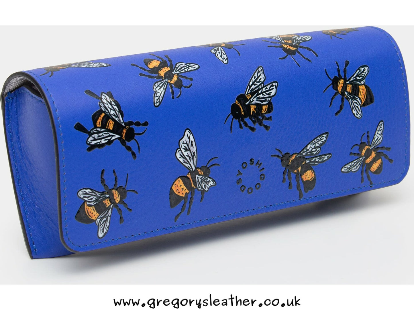 Blue Sweet Bees Leather Glasses Case by Yoshi