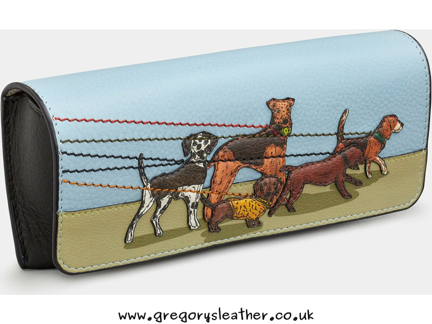 Dog Walk Leather Glasses Case by Yoshi