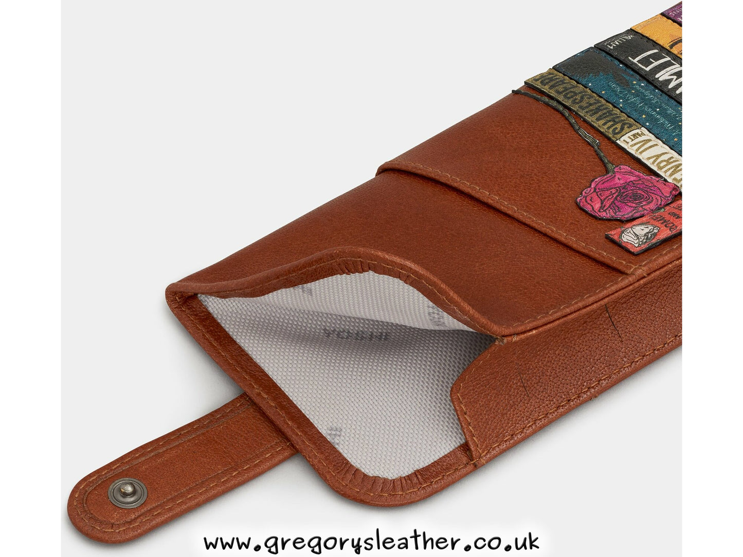 Brown Shakespeare Bookworm Leather Glasses Case with Tab by Yoshi