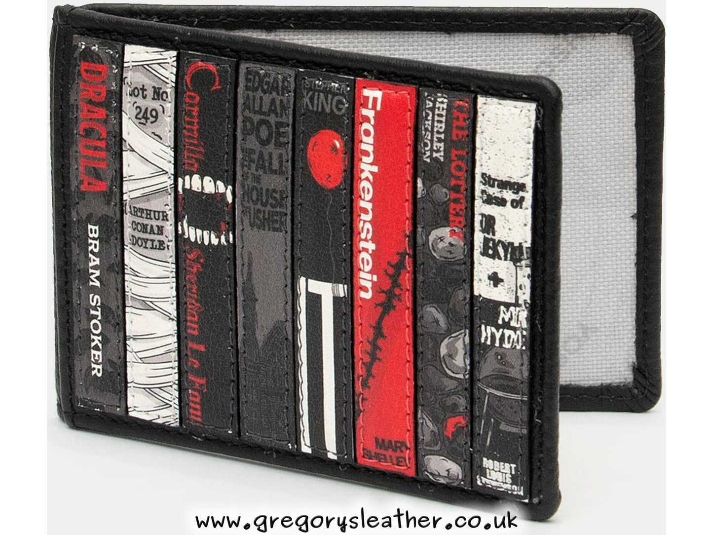 Black Horror Bookworm Library Leather Travel Pass Holder by Yoshi