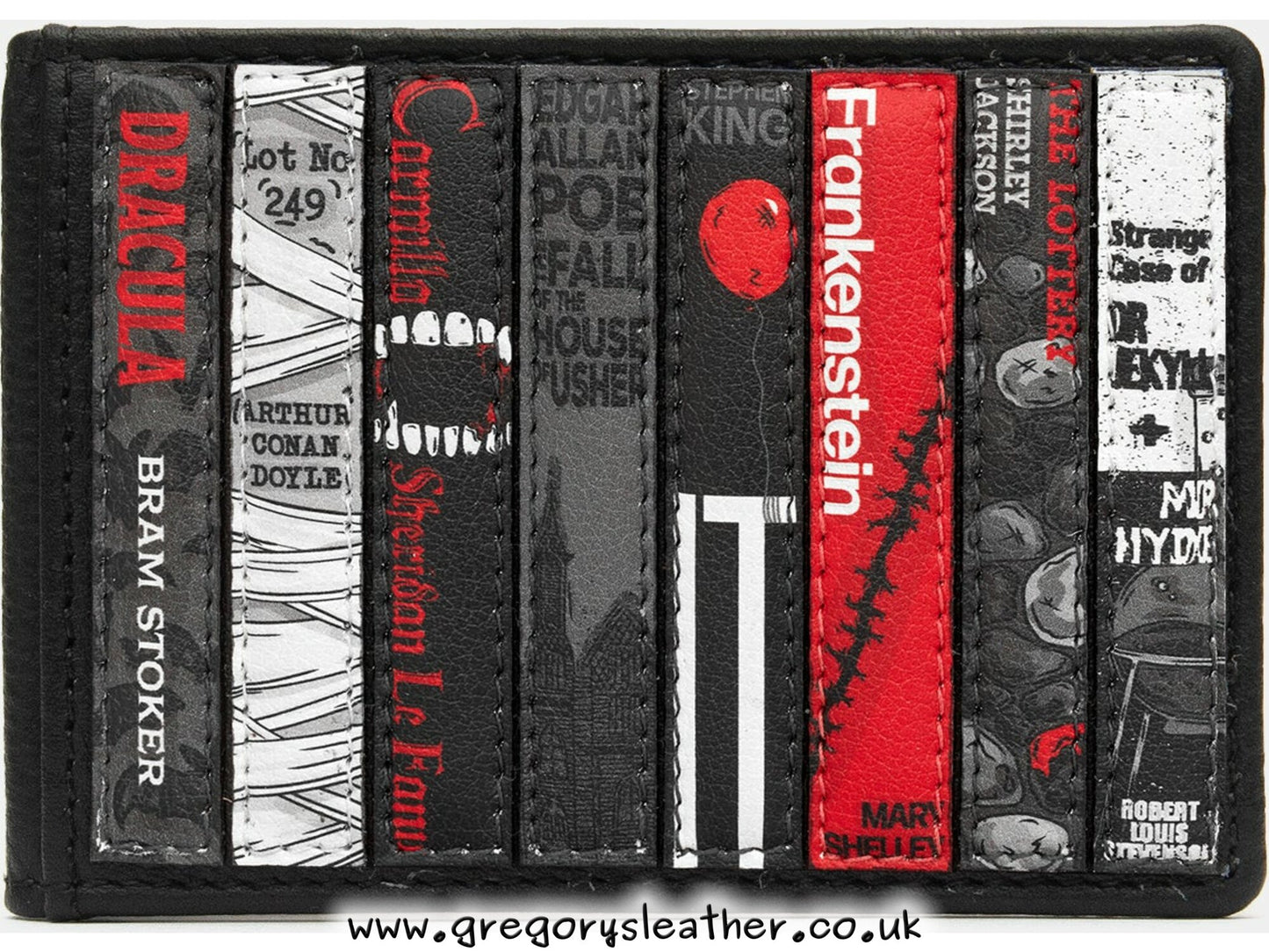 Black Horror Bookworm Library Leather Travel Pass Holder by Yoshi