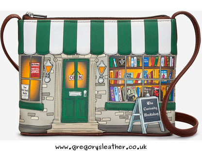 Brown Curiosity Bookshop Leather Cross Body Bag by Yoshi