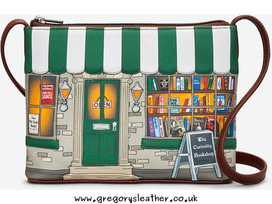 Brown Curiosity Bookshop Leather Cross Body Bag by Yoshi