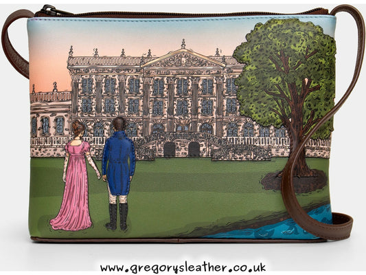 Brown Pemberley 1813 Jane Austen Leather Cross Body Bag by Yoshi
