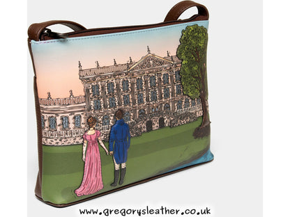 Brown Pemberley 1813 Jane Austen Leather Cross Body Bag by Yoshi