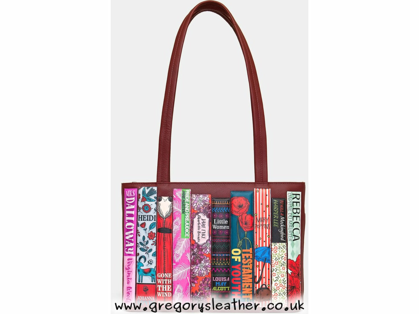 Cherry Red Bookworm Library Leather Shoulder Bag by Yoshi