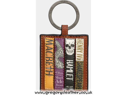 Brown Shakespeare Bookworm Leather Keyring by Yoshi