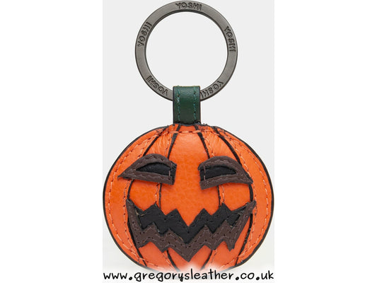 Jack O Lantern Jack O' Lantern Halloween Leather Keyring by Yoshi
