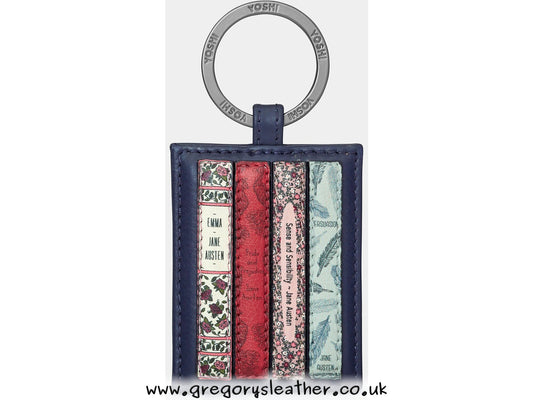 Navy Jane Austen Bookworm Library Leather Keyring by Yoshi