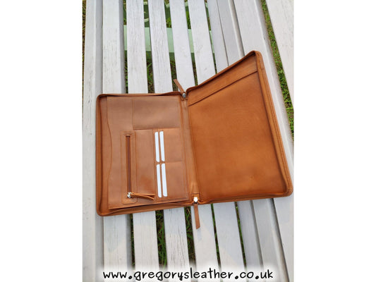 Tan  Zip-round Underarm Folio by Grains & Tan