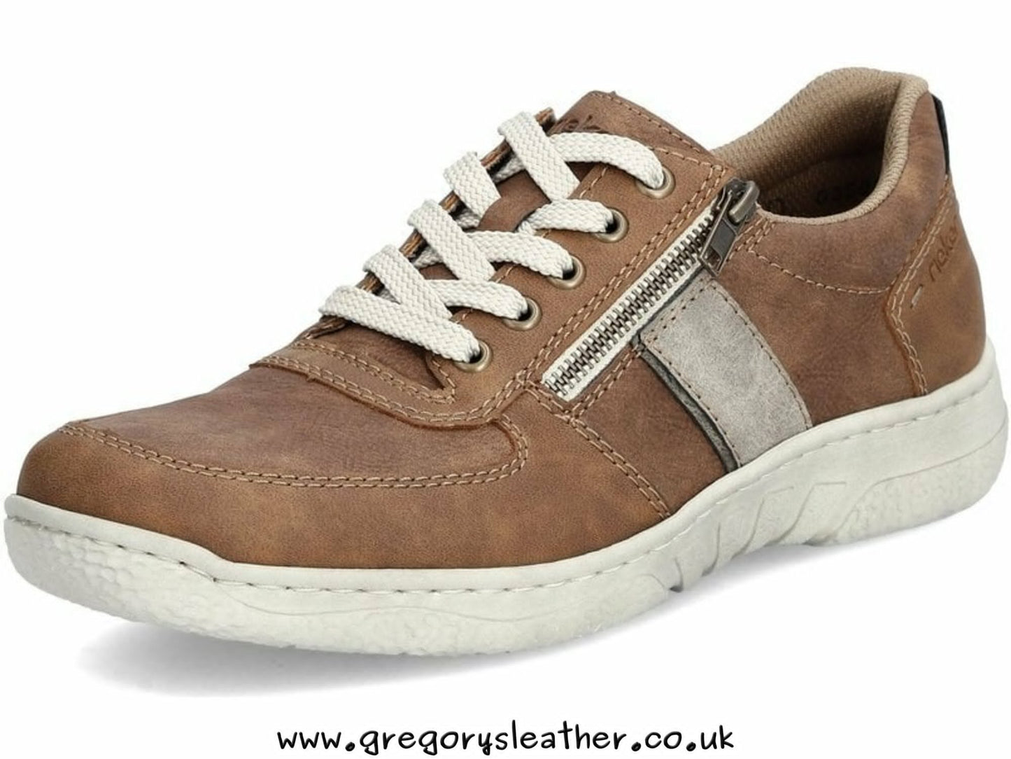 Brown Mens Zipper Shoes by Rieker