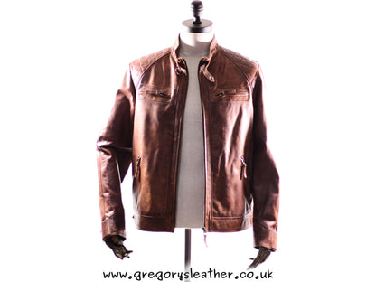 Tan Vintage Leather Mens Jacket by Ashwood