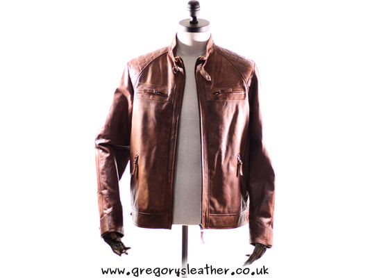 Tan Vintage Leather Mens Jacket by Ashwood