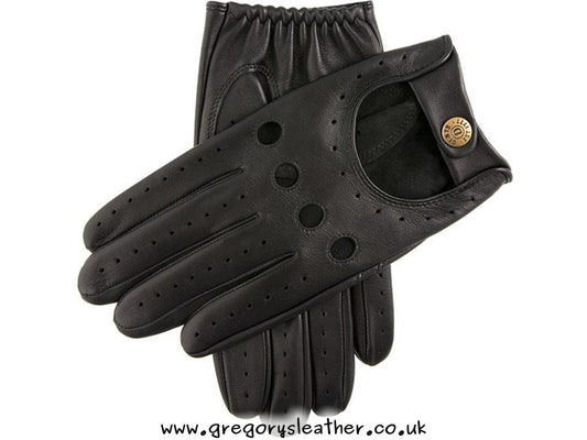 Black Delta Classic Leather Driving Gloves by Dents