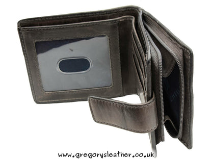 Brown Ridgeback Bifold Leather Wallet With Large Coin Pocket - by Prime Hide