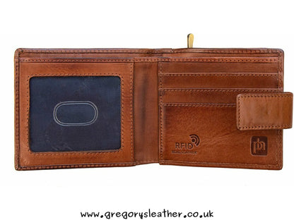 Brown Ridgeback Bifold Leather Wallet With Large Coin Pocket - by Prime Hide