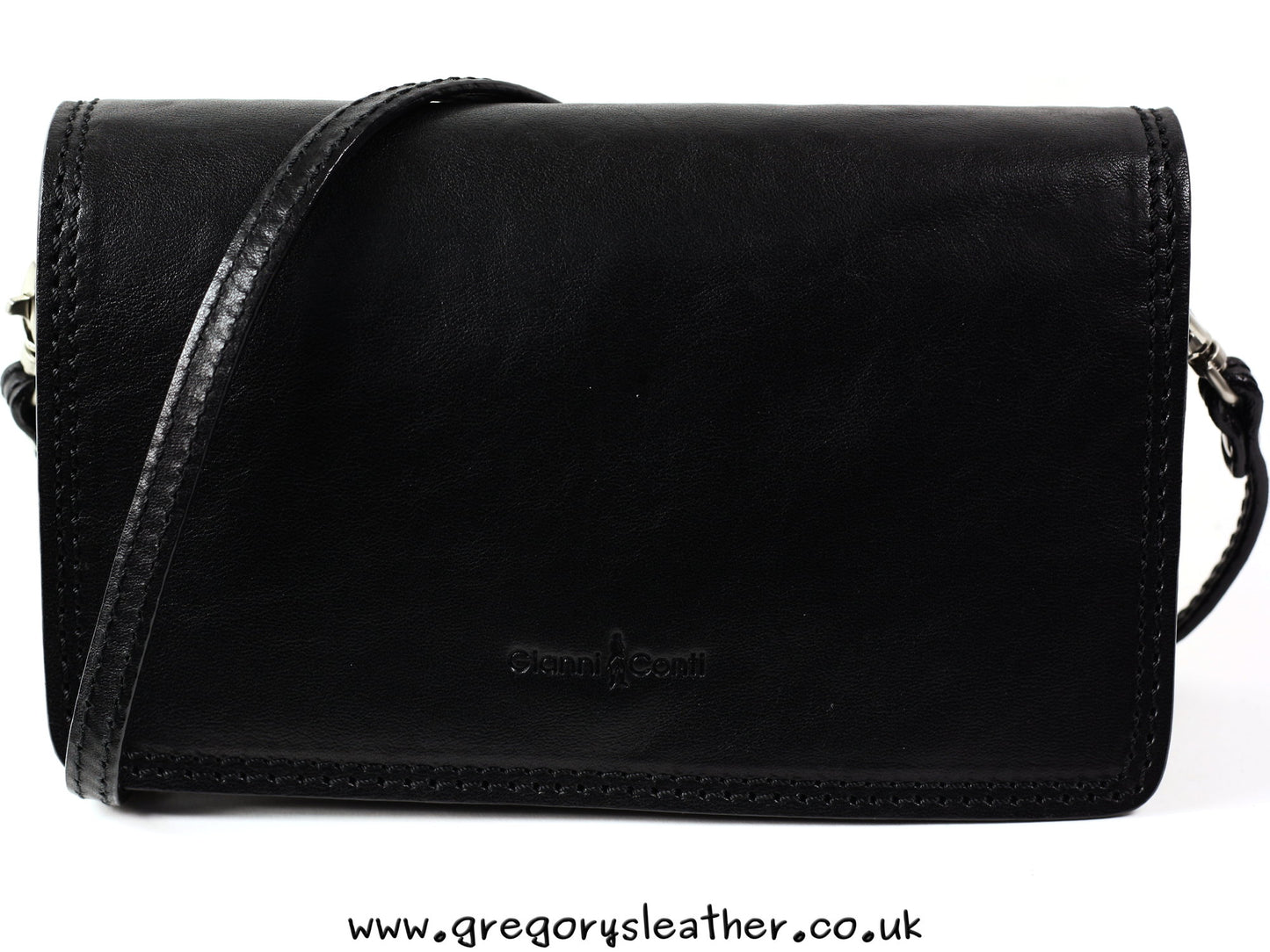 Black Classic Small Flap Over Bag by Gianni Conti