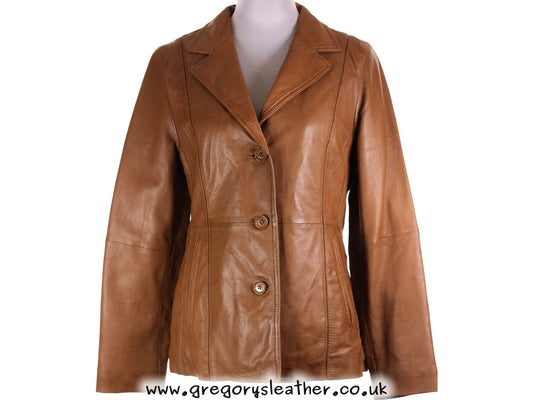 Tan Ladies Button Jacket by Ashwood