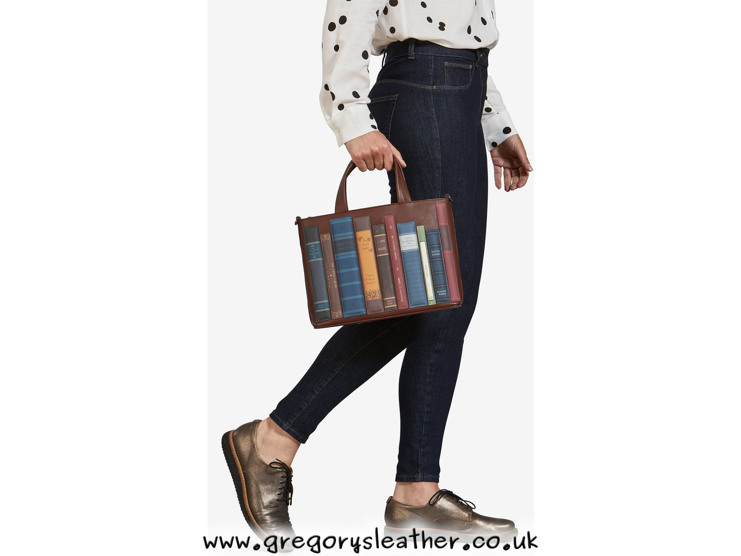 Brown Bookworm Library Leather Grab Bag by Yoshi