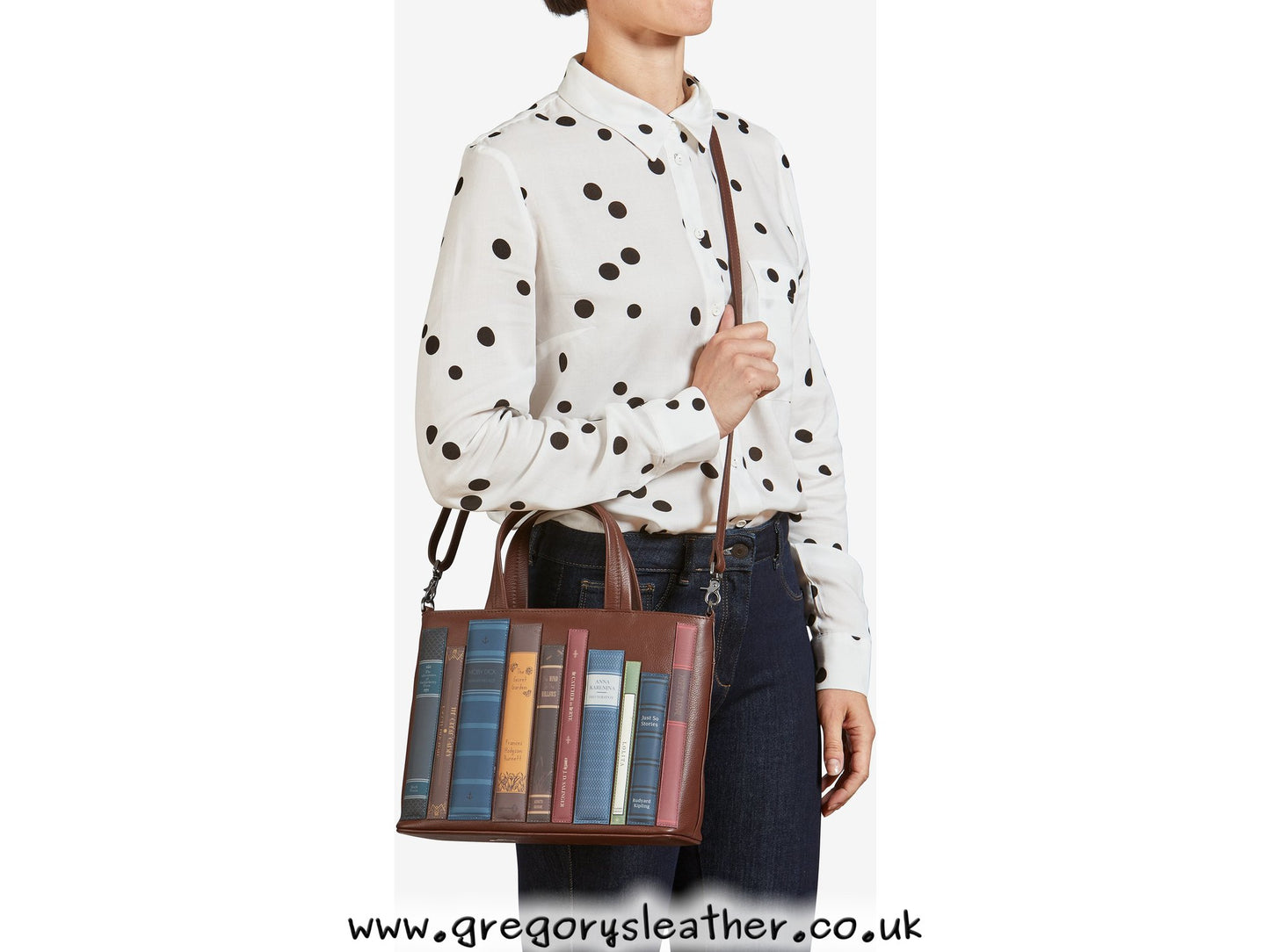 Brown Bookworm Library Leather Grab Bag by Yoshi