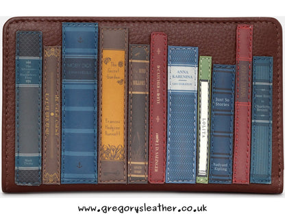 Brown Bookworm Library Zip Around Leather Purse by Yoshi