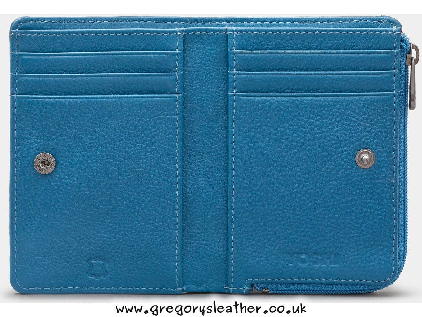 Petrol Blue Jackson Flap Over Leather Purse by Yoshi