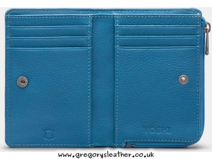 Petrol Blue Jackson Flap Over Leather Purse by Yoshi